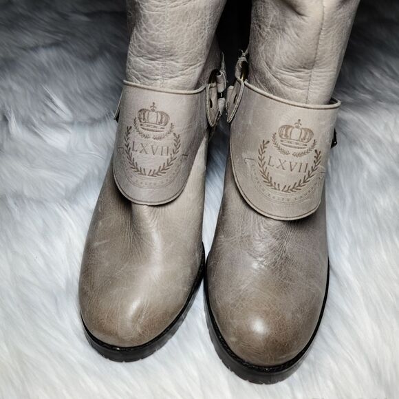 NWOB|Ralph Lauren Delsa Taupe Leather Heeled Riding Boots, 6 - Picture 4 of 10